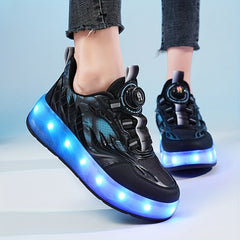 Boy's Roller Shoes with Rotating Buckle for Kids