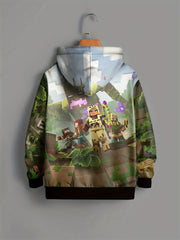 3D Warrior Team Pattern Hoodie For Kids Casual Pullover Hooded Long Sleeve Top