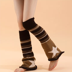 Star Print Striped Leg Warmers Flare Socks Women's Stockings