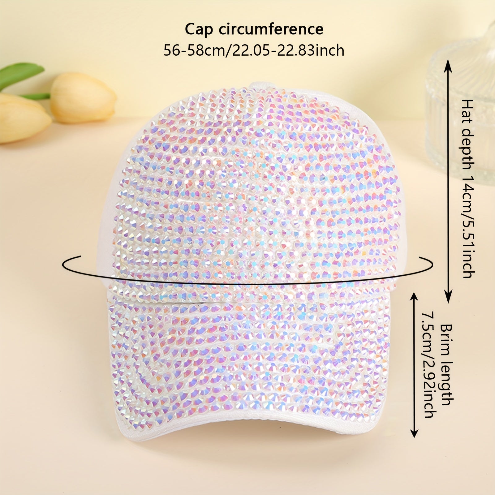 Rhinestone Baseball Cap Adjustable Sun Hats for Women