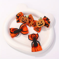 6pcs Baby Girls Funny Bow Hairpin Headwear Pumpkin Ghost Spider Cat Decor Clips