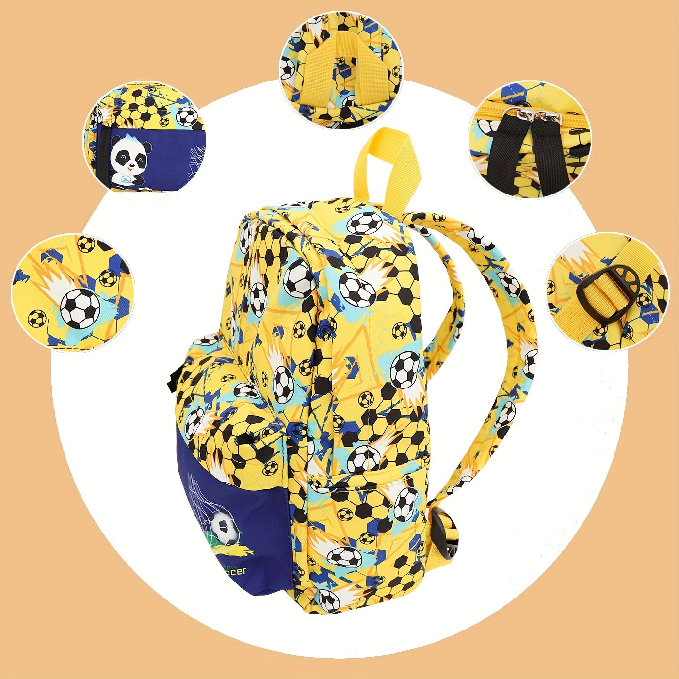 Children's Panda Football Pattern Backpack