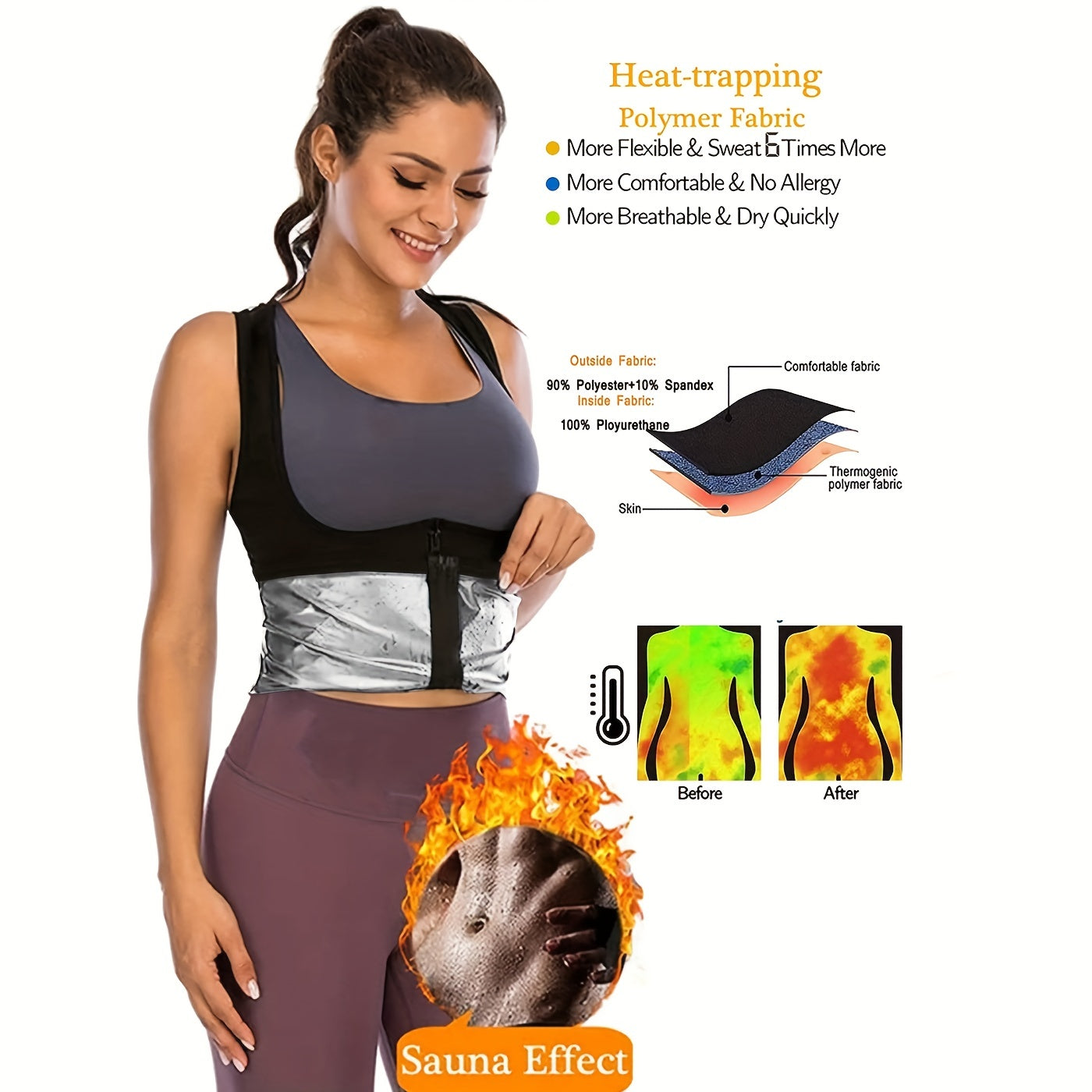 Women's Sweat Vest Sauna Session Shaun Shirt Zipper