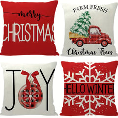 4pcs Christmas Pillow Covers for Living Room Sofa & Outdoor Camping