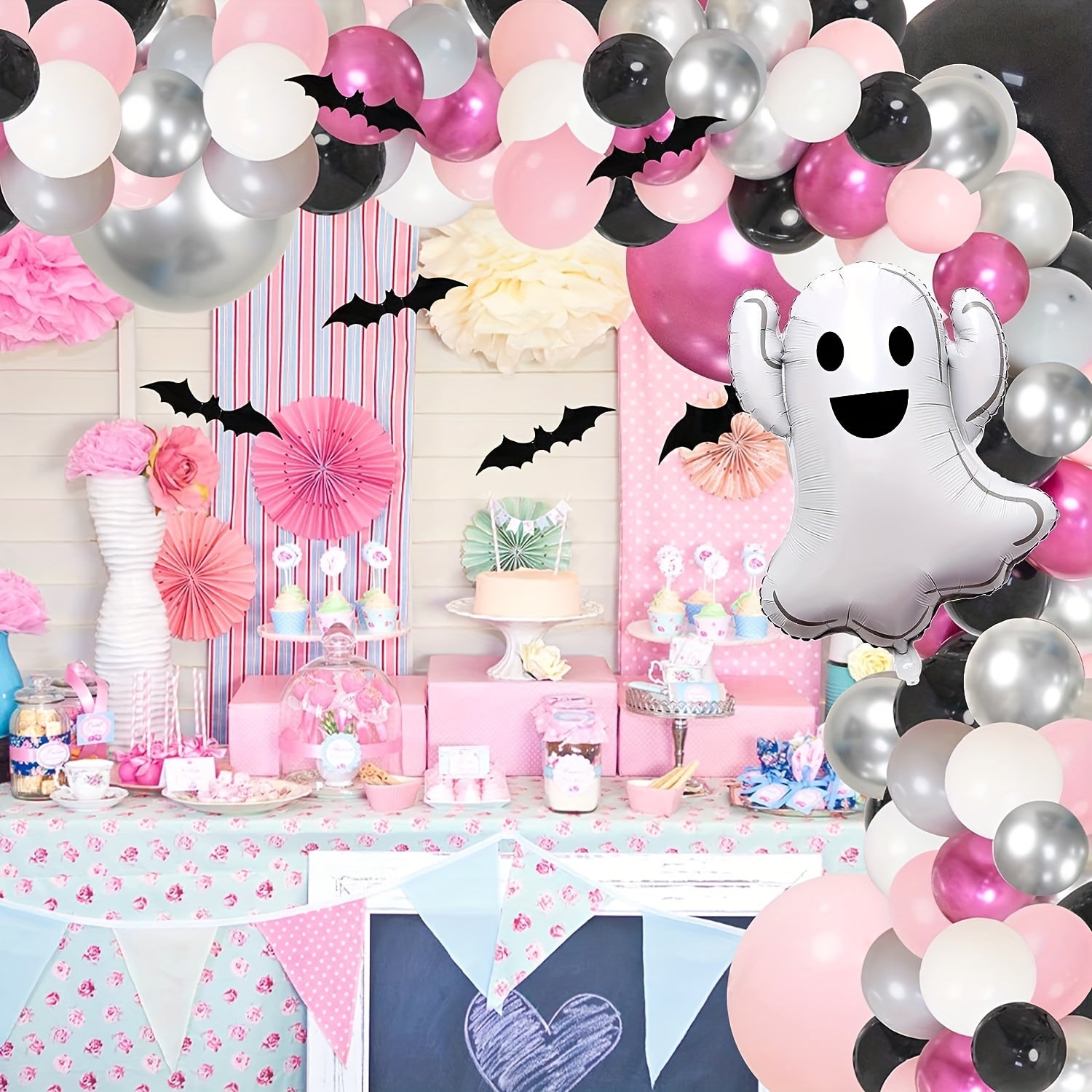Pink Ghost Halloween Balloon Set for Girls Party Decoration
