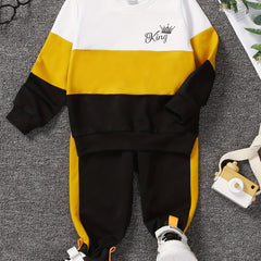 Boys KING Letter Graphic Sweatshirt & Sweatpants Set