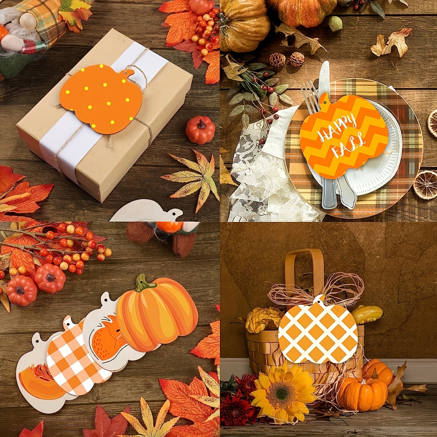 10pcs Pumpkin Chip Hanging Decoration Thanksgiving Halloween DIY Painted
