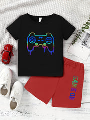 Boys Game Console Print T shirt & Shorts Set for Summer
