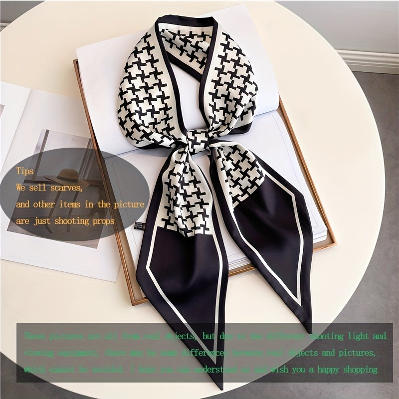 Geometric Print Silk Necktie & Hair Band Set