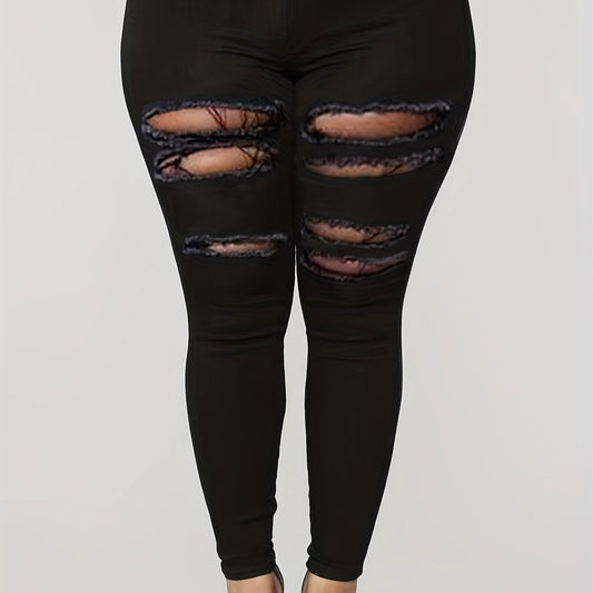 Solid Ripped Stretch Skinny Jeans
