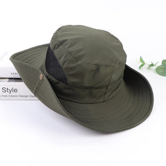 Summer Hollow Men's Windproof Bucket Hat Outdoor Sunshade Breathable Mesh