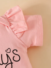 3pcs Baby Girls Daddy's Little Girl Short Sleeve Onesie & Floral Pants