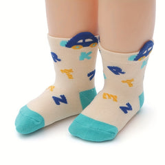 Boys Animal Print Striped Socks Non-slip Cotton Socks for Toddler