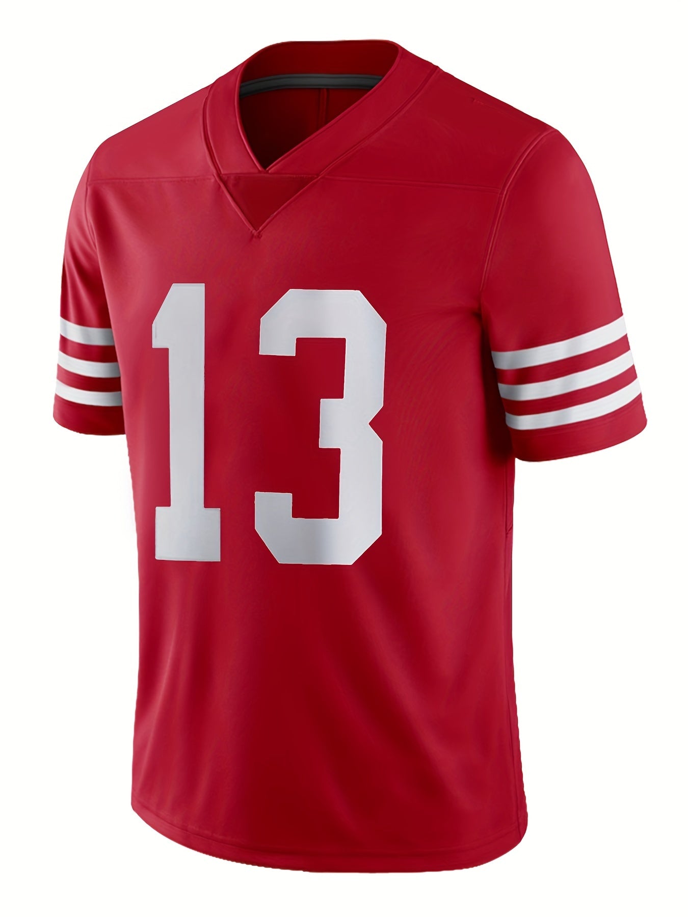 Men's #13 Red Rugby Jersey V Neck Shirt