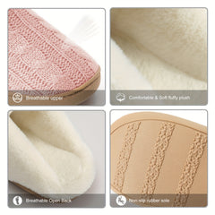 Women's Knitted Slippers Memory Foam Plush Lined Comfort Indoor Shoes