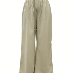 Solid Wide Leg Drawstring Pants for Women