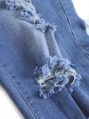 High Rise Ripped Skinny Jeans Distressed Denim Pants