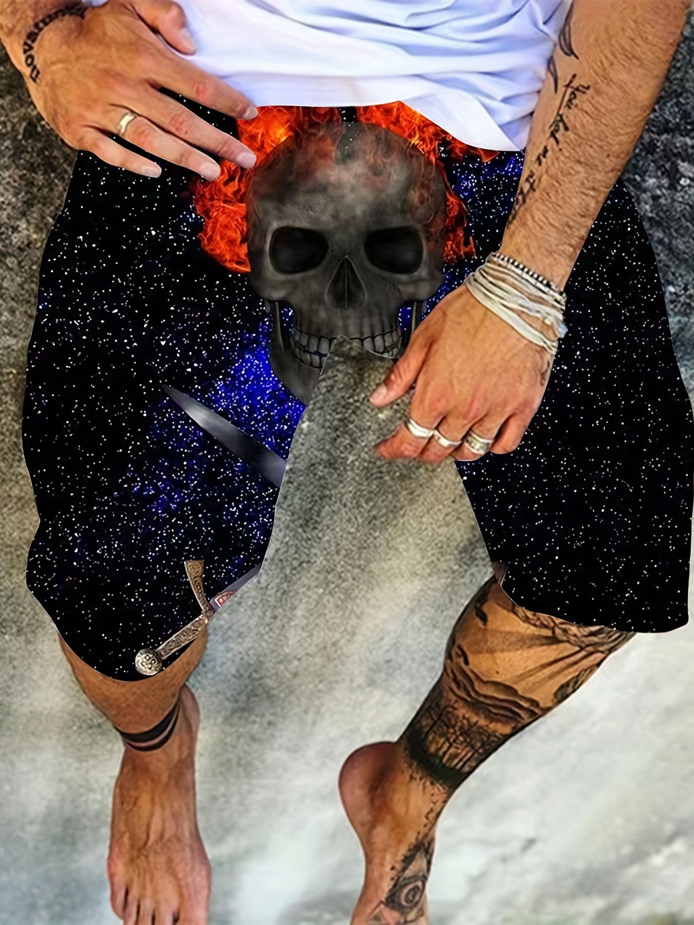 Men's Galaxy Skull Graphic Shorts - Stylish & Comfortable 3D Print Casual Shorts