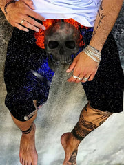 Men's Galaxy Skull Graphic Shorts - Stylish & Comfortable 3D Print Casual Shorts