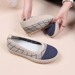 Women's Geometric Platform Loafers Slip On Shoes Comfortable Flat Shoes