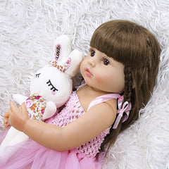 22'' Silicone Body Reborn Baby Doll For Girl Vinyl Newborn Princess Bebe