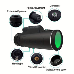 40X60 Monocular Telescope High Powered For Adults BAK4 Prism Compact Monocular