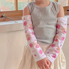 Baby Kids Girls Cartoon UV Protection Arm Ice Silk Sleeves Summer Clothes