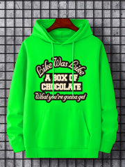 Men's Chocolate Print Hoodie, Drawstring Sweatshirt
