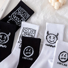 6 Pairs Devil Print Socks Halloween Mid Tube Women's Stockings
