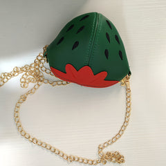 Strawberry Zipper Shoulder Bag Messenger Coin Purse Wallet With Chain Crossbody
