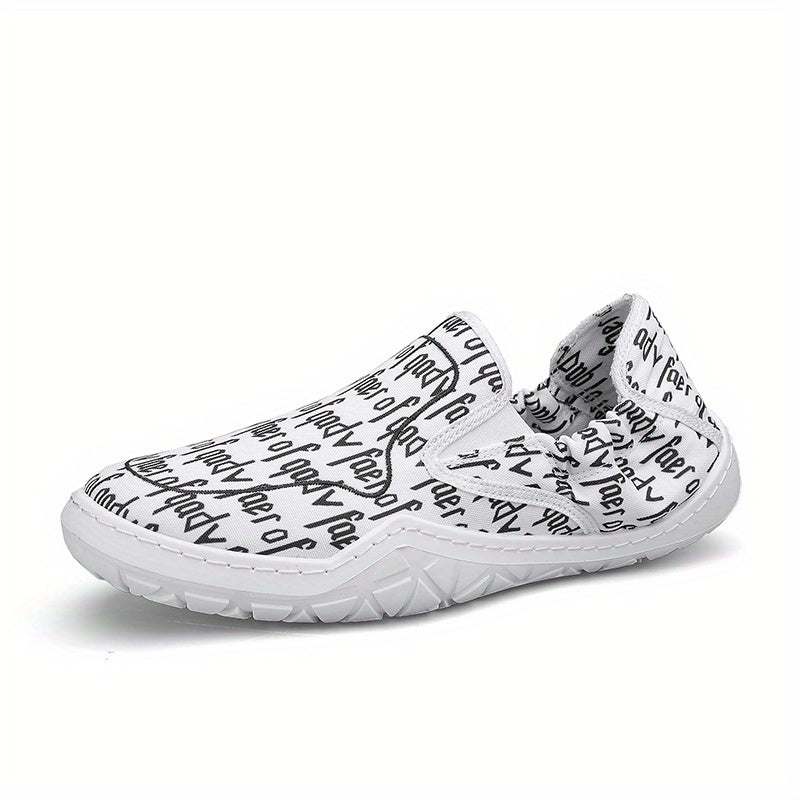 Men's Letter Print Slip On Canvas Shoes for Walking