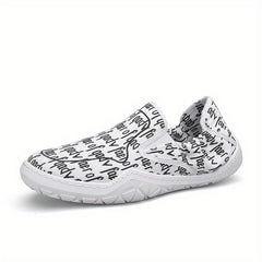 Men's Letter Print Slip On Canvas Shoes for Walking