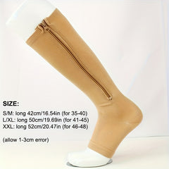 Zipper Open Toe Compression Socks Men Women Over Calf Stockings Nurses