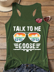 Tank Top Women's Slogan & Coconut Tree Sunglasses Print Vest Top