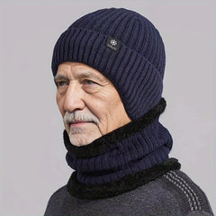 Winter Knitted Beanie Hat for Old Man Dad Grandpa Thickened Ear Protection