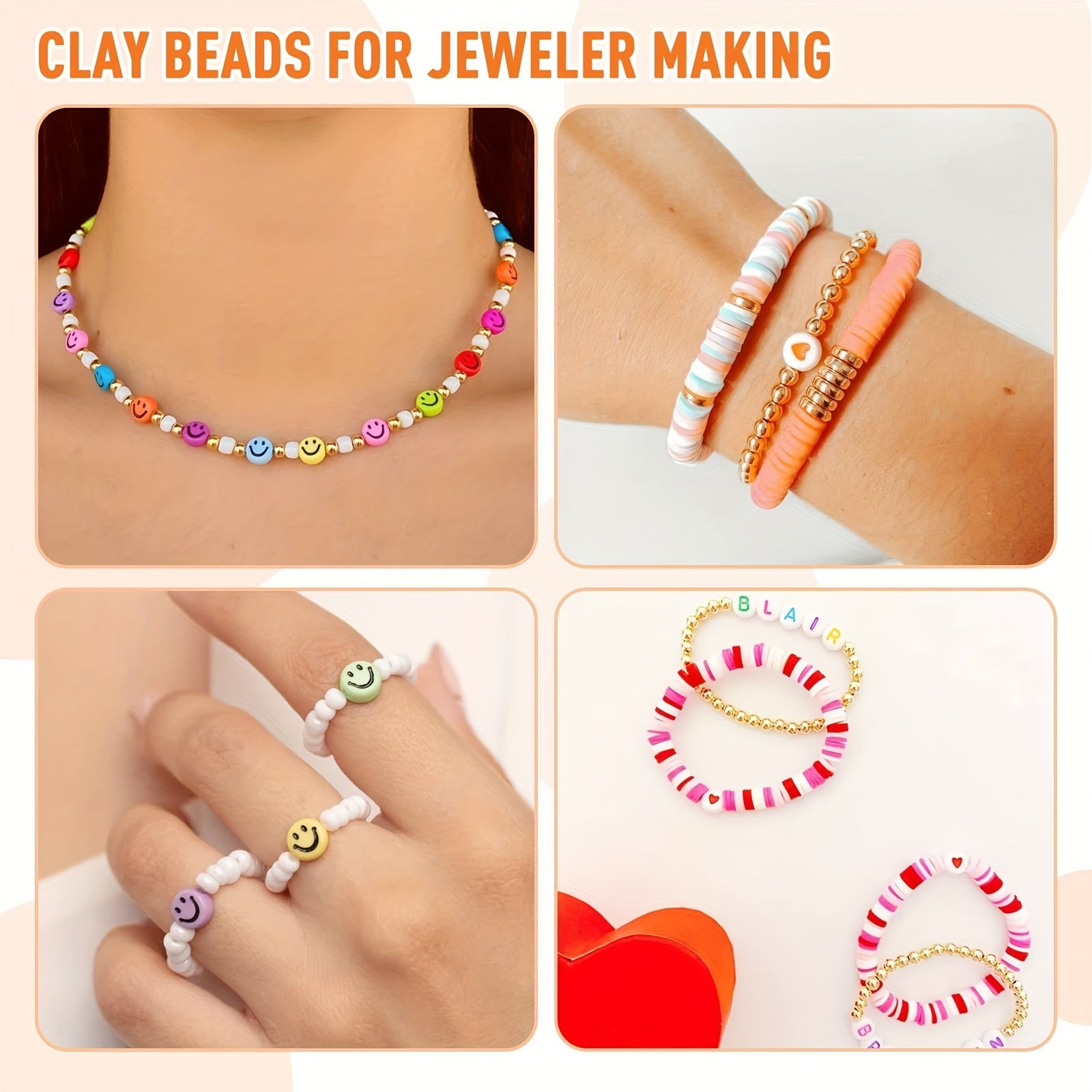 5000pcs Clay Beads Necklace Bracelet Making Kit DIY Jewelry Supplies