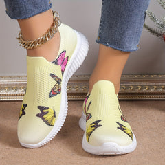 Women's Butterfly & Floral Pattern Mesh Tennis Sports Shoes Lightweight