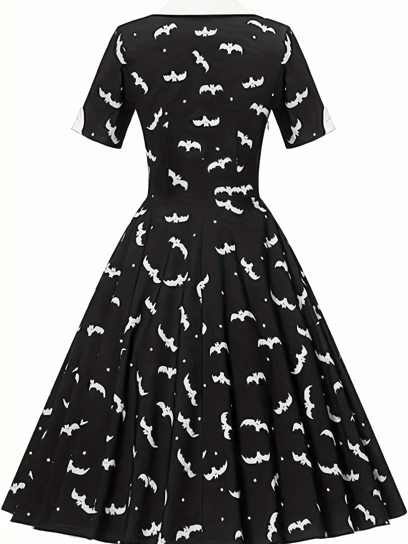 Retro Dress Women's Plus Bat Print Swing Dress