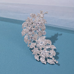 Silver Rhinestone Flower Hair Comb for Girls
