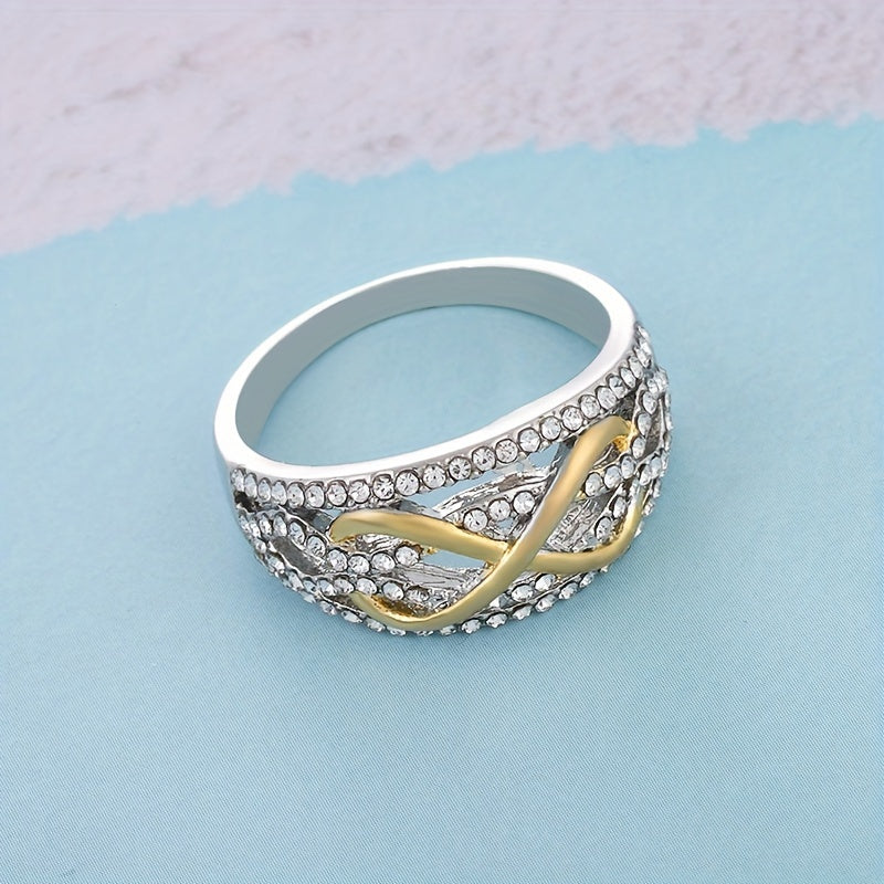 Two Tone Infinity Shape Engagement Wedding Ring