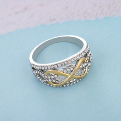 Two Tone Infinity Shape Engagement Wedding Ring