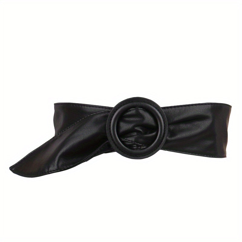 Wide Belt Round Buckle Waistband for Women