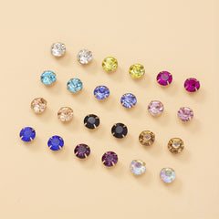 12 Pairs Colorful Rhinestone Stud Earrings Stainless Steel Jewelry
