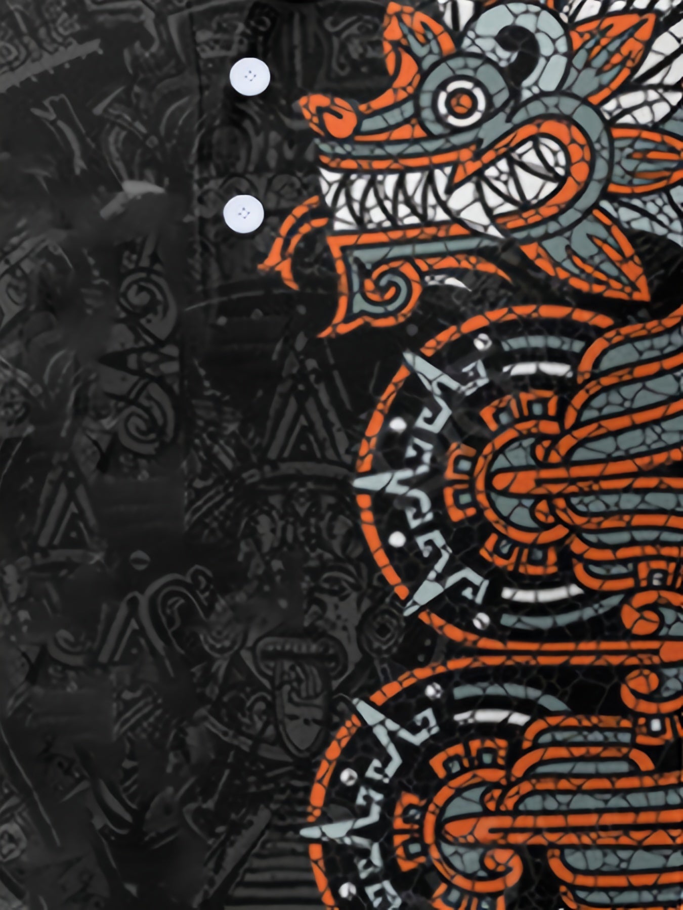 Dragon Pattern Men's Casual Comfy Custom Fit Shirt