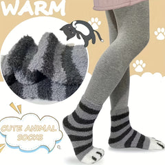 6 Pairs Cat Claw Cotton Socks Winter Home Floor Crew Socks