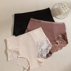 3pcs Lace Briefs Scallop Trim Panties Women's Lingerie