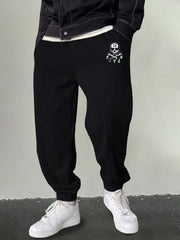 Men's Skull & Bone Print Joggers Casual Breathable Sweatpants