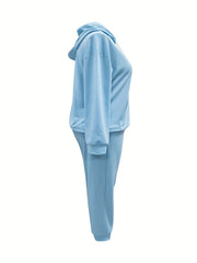 Women's Plus Colorblock Hoodie & Pants Two Piece Set