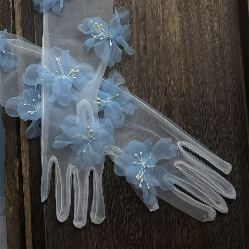 Floral Design Wedding Gloves for Photography Selfies
