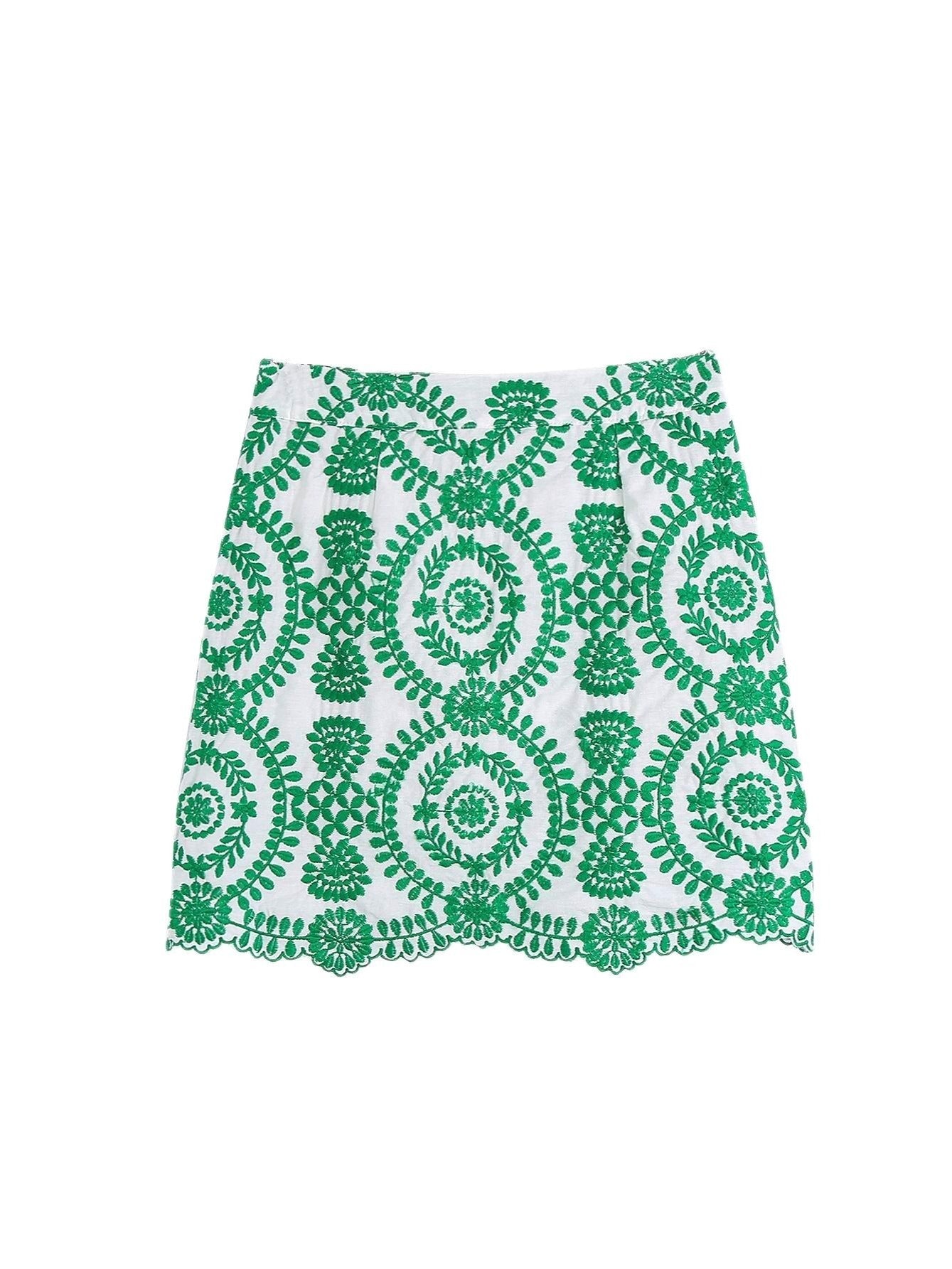 Geometric Print Embroidered Skirt Ethnic Style Retro Casual